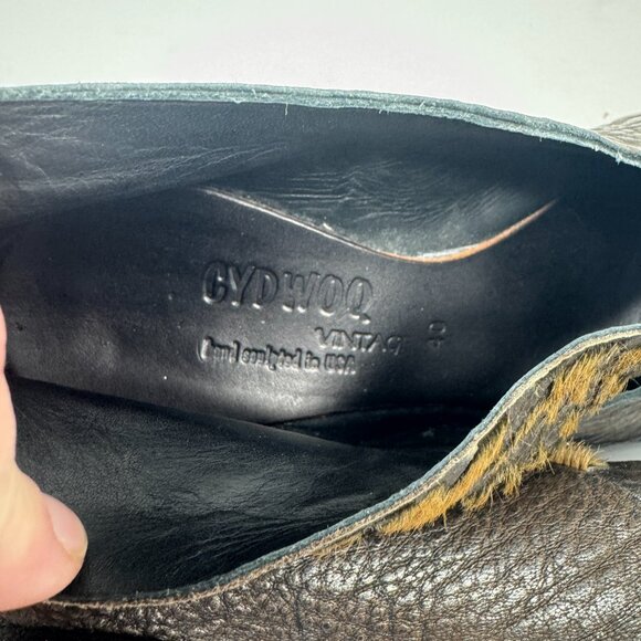 Cydwoq Grey Metallic Cut Out Kitten Heels Leather Hair Made in USA EU 40 US 10 - Picture 9 of 9